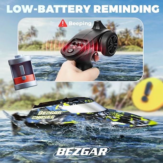 BEZGAR TX123 Remote Control Boats Fast Speed RC Boat 32+ KPH with A Portable Suitcase for Lakes & Pools & Salt Water, Summer Toys for Adults and Ideal Gifts for Kids Boys Age 6 7 8-12 Years Old - Image 3