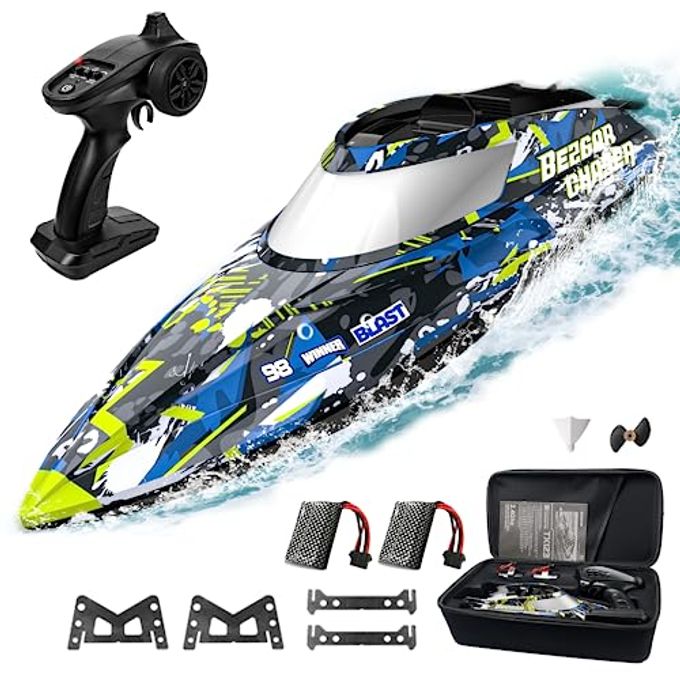 BEZGAR TX123 Remote Control Boats Fast Speed RC Boat 32+ KPH with A Portable Suitcase for Lakes & Pools & Salt Water, Summer Toys for Adults and Ideal Gifts for Kids Boys Age 6 7 8-12 Years Old - Image 1