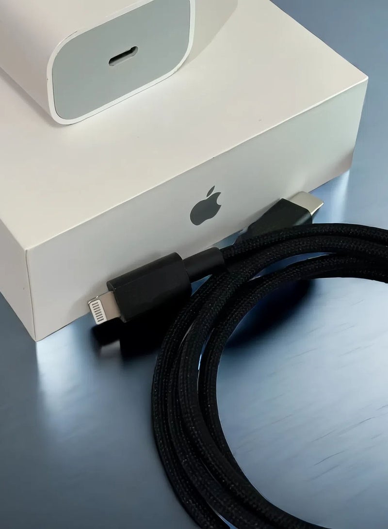 Nylon Braided Lightning Charger 2M - 30W Ultra-Fast PD Charging Cable | Compatible with All iOS Phones/Tablets | Anti-Break Power Delivery Wire - Image 4