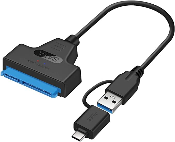 ULTRABYTES USB 3.0 to SATA Adapter With Type C Cable - External Converter, 5Gbps High Speed Plug and Play, Hard Driver Adapter (Black)