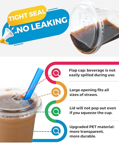 Aatriet 16 oz Clear Plastic Cups with Strawless-Sip-Lids, 25 Sets Disposable Cup Plastic Iced Coffee Cups, To Go Cup with Sip Through Lids for Smoothie, Milkshake, Cold Drinks for Party, Wedding, Event - Image 2