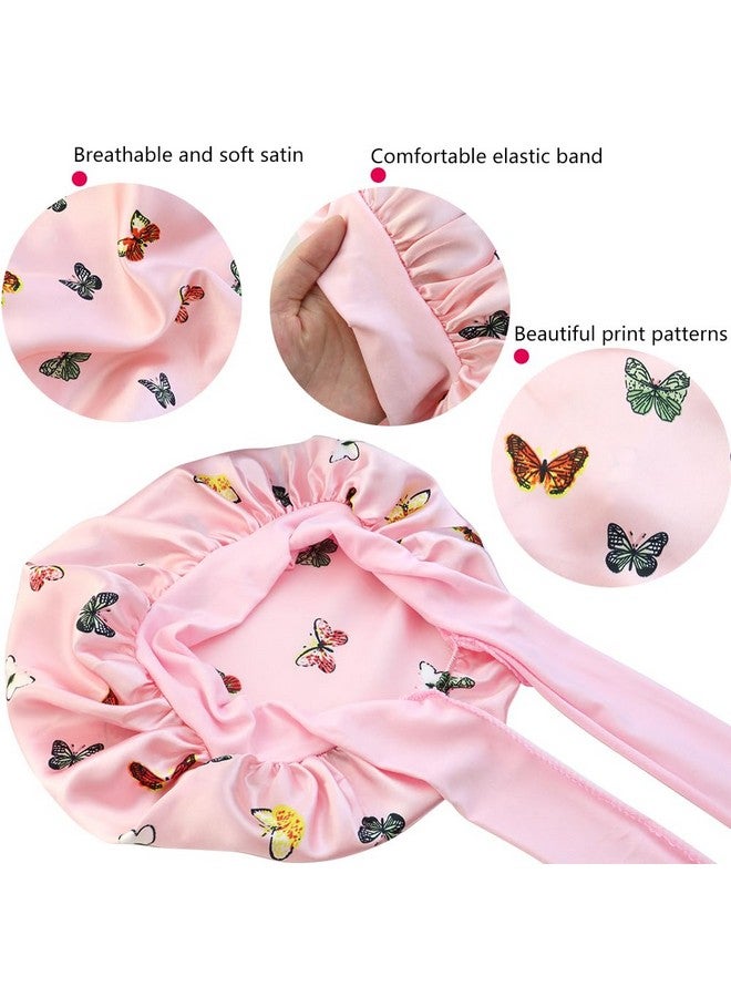 NAIHOD 3 Pieces Hair Bonnets For Women Satin Butterfly Shower Cap Soft Elastic Band Sleep Cap Elastic Band Sleep Cap For Beauty And Hair Care - Image 3