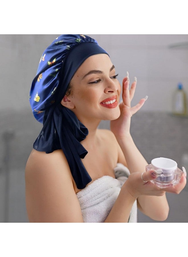 NAIHOD 3 Pieces Hair Bonnets For Women Satin Butterfly Shower Cap Soft Elastic Band Sleep Cap Elastic Band Sleep Cap For Beauty And Hair Care - Image 5