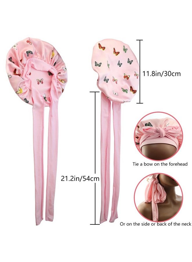 NAIHOD 3 Pieces Hair Bonnets For Women Satin Butterfly Shower Cap Soft Elastic Band Sleep Cap Elastic Band Sleep Cap For Beauty And Hair Care - Image 2