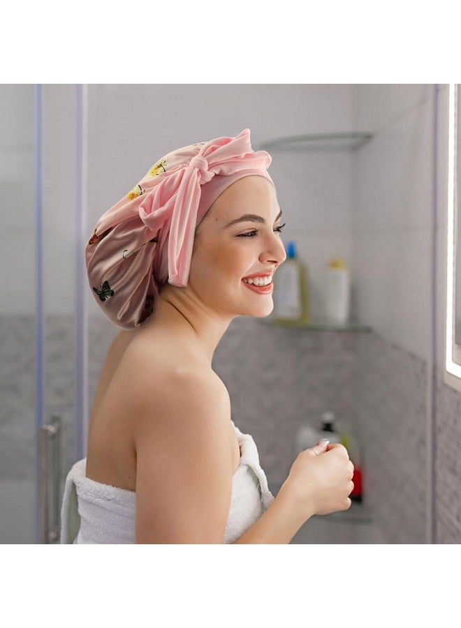 NAIHOD 3 Pieces Hair Bonnets For Women Satin Butterfly Shower Cap Soft Elastic Band Sleep Cap Elastic Band Sleep Cap For Beauty And Hair Care - Image 4