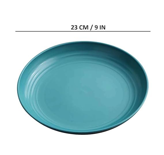 Takositio Food Serving Dishes for Party | Wheat Straw Round Dinner Plate | Steak Plate | Snacks Dish | Perfect for Home, Parties, Restaurants & Gifting | Microwave & Dishwasher Safe (2, Green) - Image 2