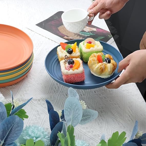 Takositio Food Serving Dishes for Party | Wheat Straw Round Dinner Plate | Steak Plate | Snacks Dish | Perfect for Home, Parties, Restaurants & Gifting | Microwave & Dishwasher Safe (2, Green) - Image 4