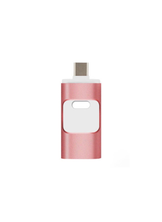 محرك فلاش USB متعدد الوظائف أربعة في واحد مناسب لهاتف Apple Type C Android سعة كاملة 128 جرام عالي السرعة للهاتف المحمول USB فلاش - اللون: ذهبي وردي (بطانة بيضاء كبيرة لنافذة) - السعة: التعشيش - Image 1