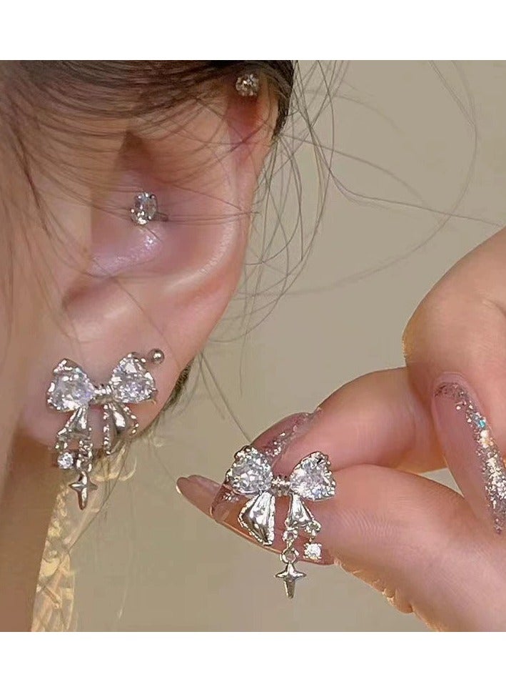 Goolsky Dazzling Bow Zircon Stud Earrings – Unique Luxury Design, Trendy & Elegant Statement Earrings for Women  - Image 1