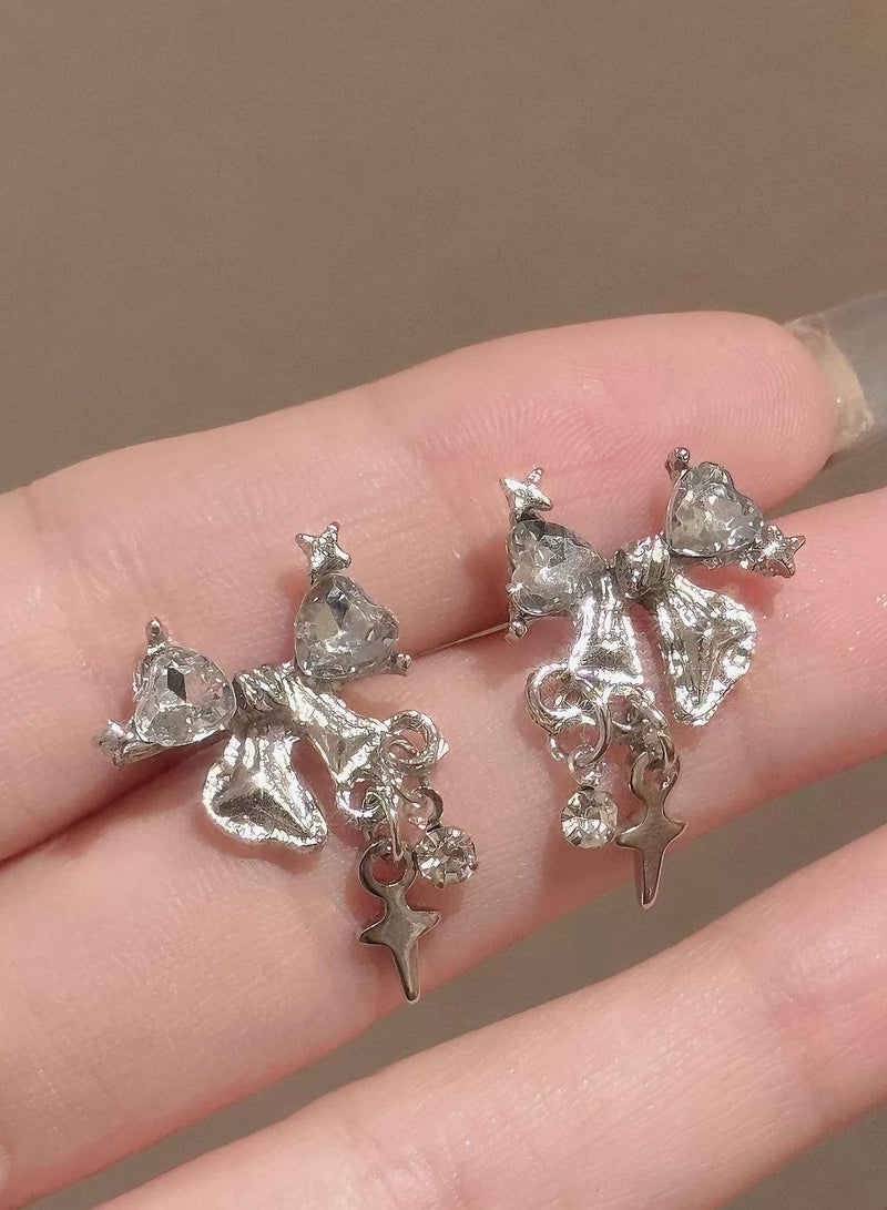 Goolsky Dazzling Bow Zircon Stud Earrings – Unique Luxury Design, Trendy & Elegant Statement Earrings for Women  - Image 3