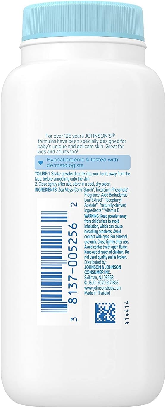 SC Johnson Johnsons Baby Powder with Naturally Derived Cornstarch Aloe  Vitamin E Hypoallergenic 15 oz Trial Size  Pack of 24 - Image 3