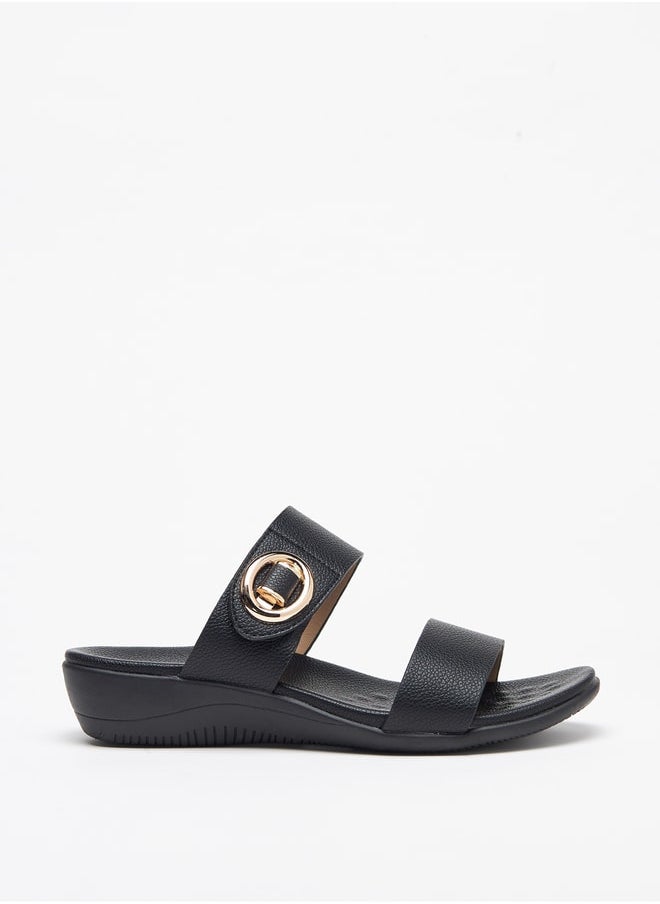 Flora Bella By Shoexpress - Women's Solid Slip-On Sandals With Wedge Heels - Image 1
