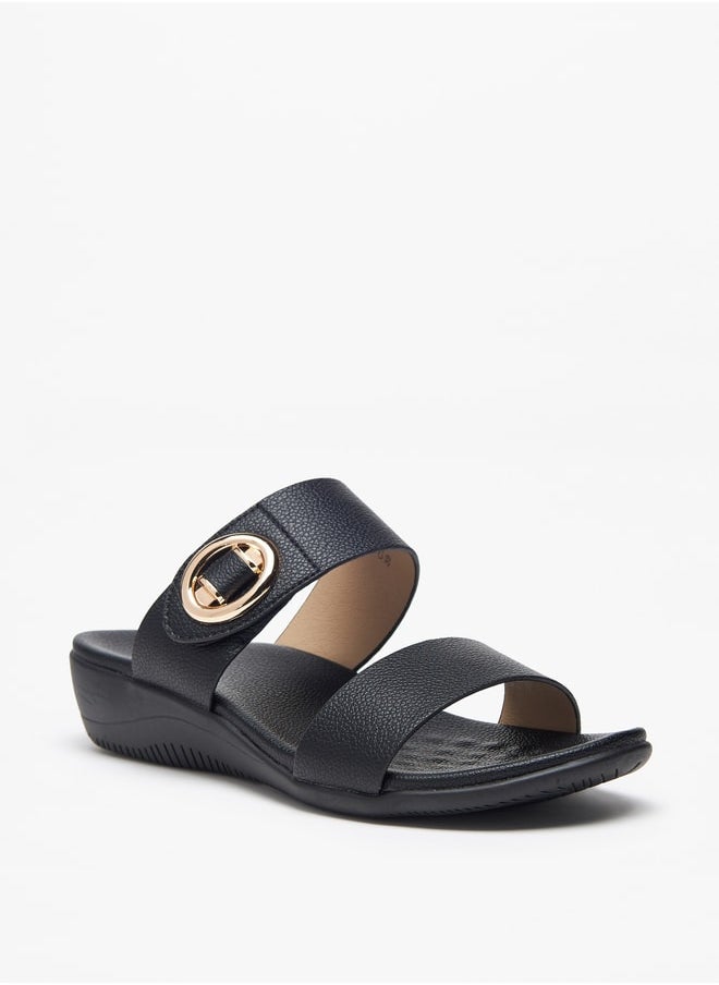 Flora Bella By Shoexpress - Women's Solid Slip-On Sandals With Wedge Heels - Image 1