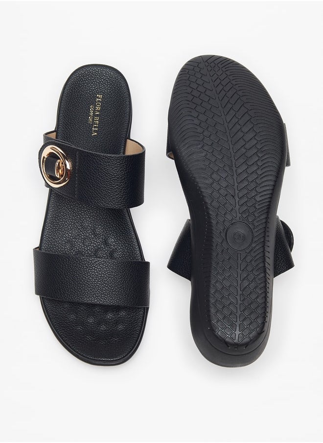 Flora Bella By Shoexpress - Women's Solid Slip-On Sandals With Wedge Heels - Image 1