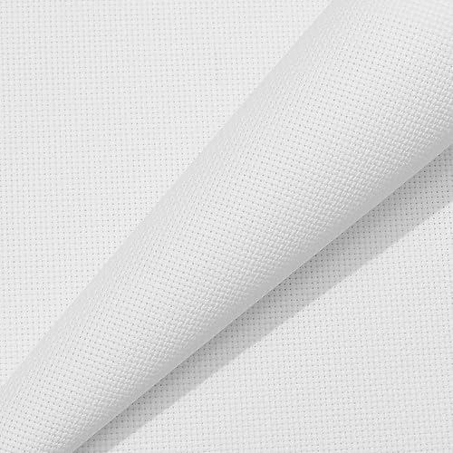 Donmon Aida Cloth 18 Count Cross Stitch Fabric,19×28inch (18CT, White) - Image 1