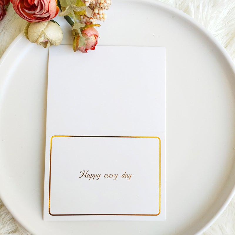 Bronzing Greeting Card New Year'S Day Valentine'S Day Birthday Greeting Message Fresh Flower Shop Floriculture Simple Small Card - Image 1