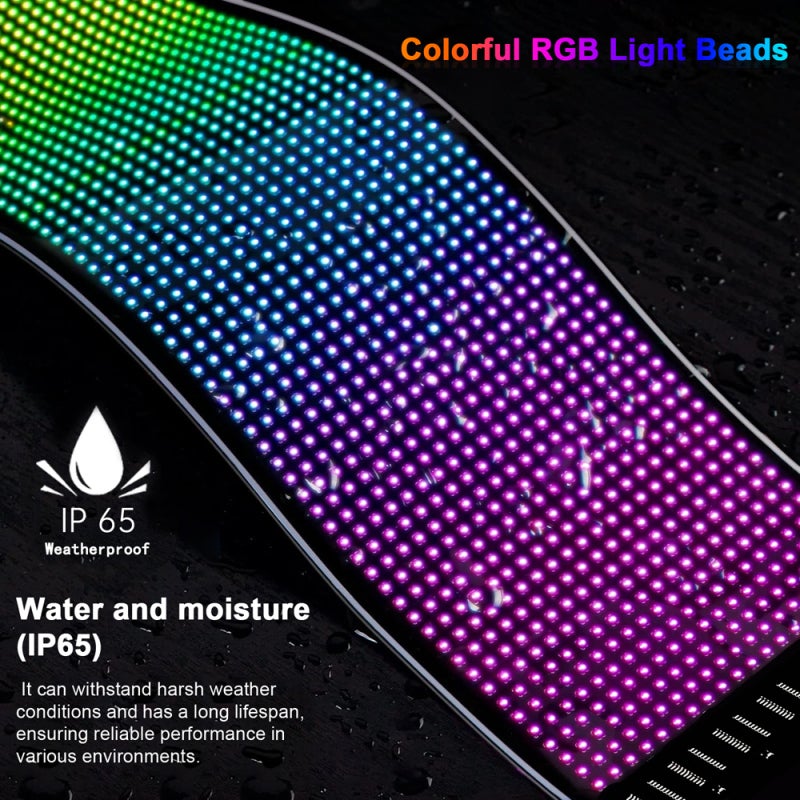 LED Matrix Panel Portable BT Flexible Display Full-Color In-Car Advertising Screen APP Control IP65 Waterproof Support Riding Status/Text/Animation/Rhythm/Picture/DIY with Remote Control for Indoor - Image 3