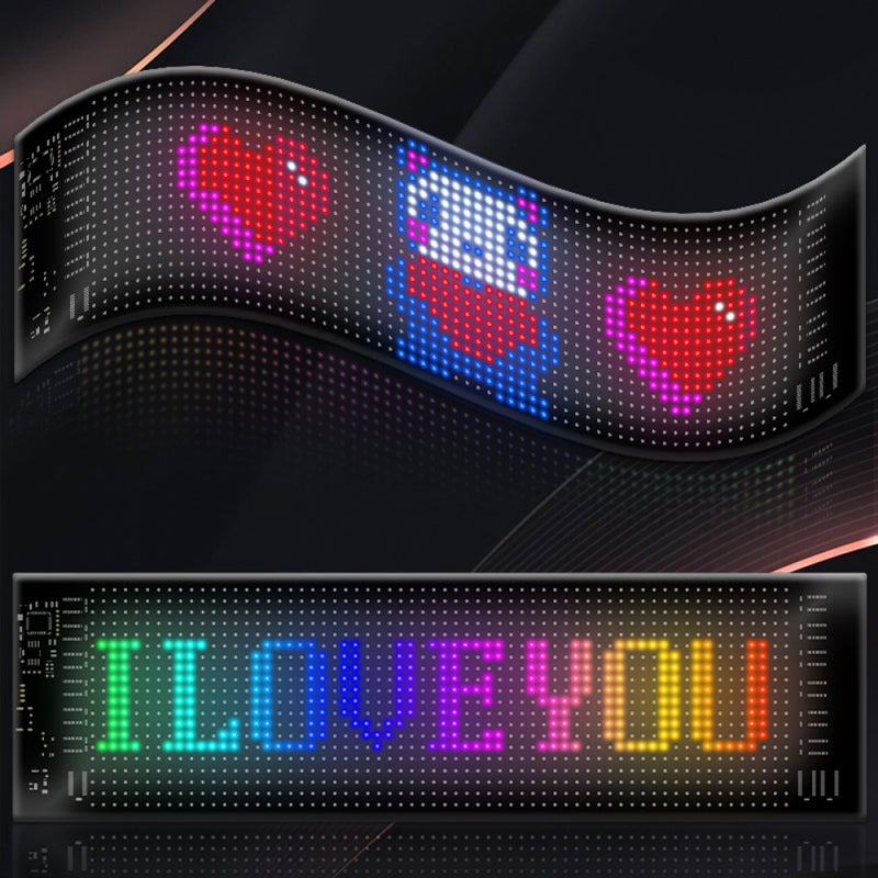 LED Matrix Panel Portable BT Flexible Display Full-Color In-Car Advertising Screen APP Control IP65 Waterproof Support Riding Status/Text/Animation/Rhythm/Picture/DIY with Remote Control for Indoor - Image 4