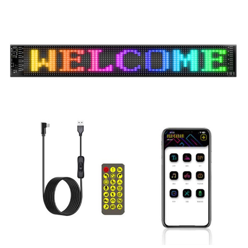 LED Matrix Panel Portable BT Flexible Display Full-Color In-Car Advertising Screen APP Control IP65 Waterproof Support Riding Status/Text/Animation/Rhythm/Picture/DIY with Remote Control for Indoor - Image 1