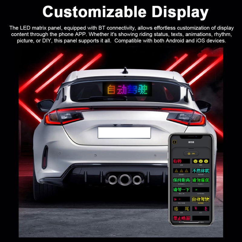 LED Matrix Panel Portable BT Flexible Display Full-Color In-Car Advertising Screen APP Control IP65 Waterproof Support Riding Status/Text/Animation/Rhythm/Picture/DIY with Remote Control for Indoor - Image 5