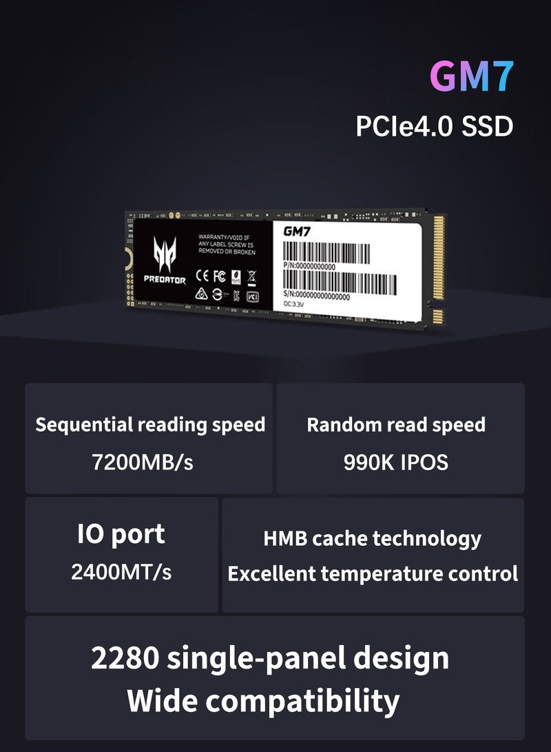 Predator 2TB 7200MB/s SSD PCIe NVMe Gen4 M.2 2280, Internal Solid State Drives, Compatible with PS5, Desktop computer, Laptop, Including Heatsink, Disassembly Tools and Installation Instructions - Image 4