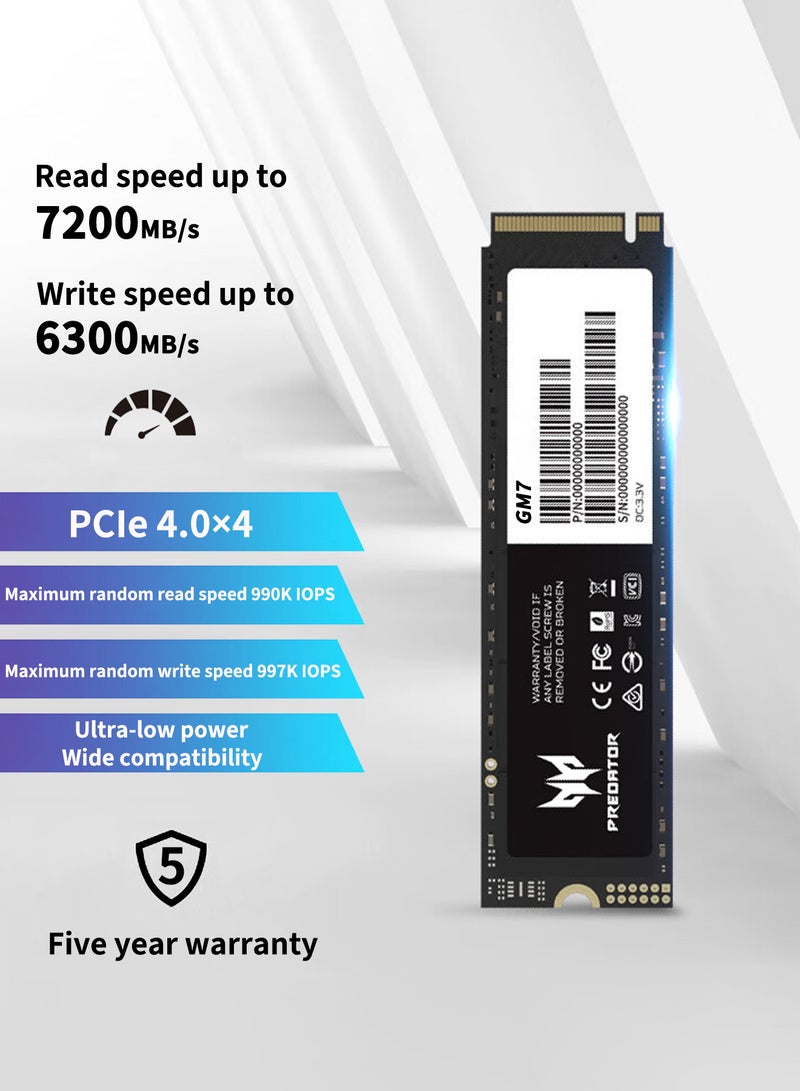 Predator 2TB 7200MB/s SSD PCIe NVMe Gen4 M.2 2280, Internal Solid State Drives, Compatible with PS5, Desktop computer, Laptop, Including Heatsink, Disassembly Tools and Installation Instructions - Image 3