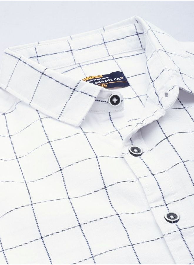 The Indian Garage Co Men Regular Fit Checkered Full Sleeves Cutaway Collar Casual Shirt  - Image 4