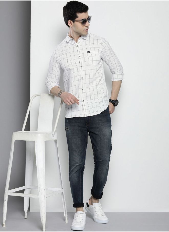 The Indian Garage Co Men Regular Fit Checkered Full Sleeves Cutaway Collar Casual Shirt  - Image 5