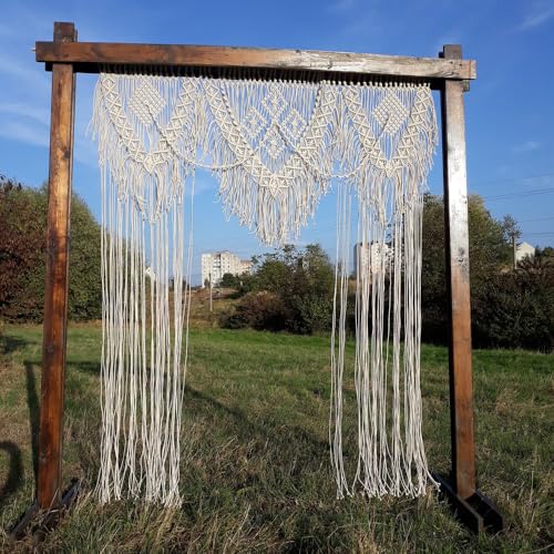M MANUAL Boho Wedding Arch Boho Chic Macrame Curtain & Macrame Arch Bohemian Macrame Wedding Backdrop Decor Home Geometric Fiber Art Decor 70.8''W*86.6''L - Image 1
