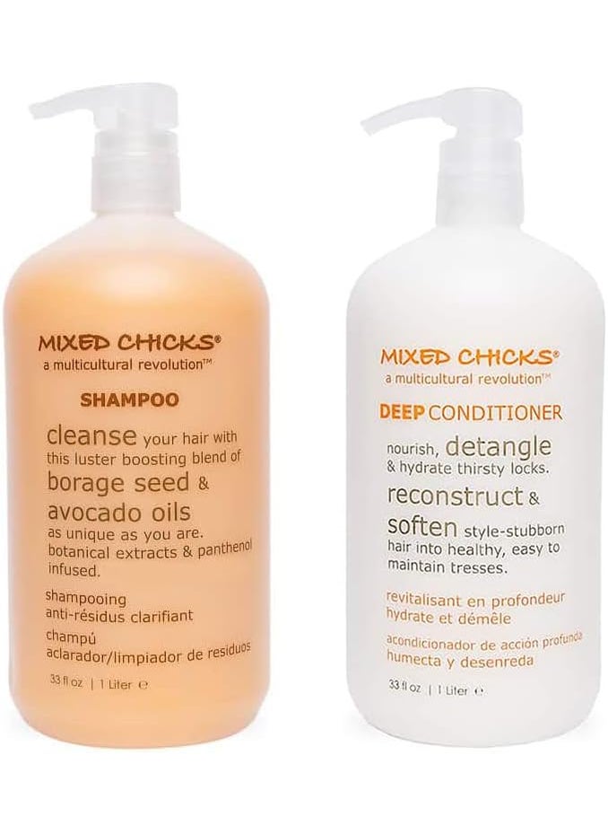 Mixed Chicks Mixed Chicks Gentle Clarifying Shampoo Detangling Deep Conditioner 33 fl oz Each 