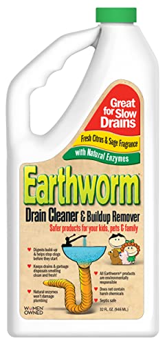 Earthworm Drain Cleaner Clog Remover Drain OpenerDeodorizer Natural Enzymes Safer for Families Environmentally Responsible 32 fl oz