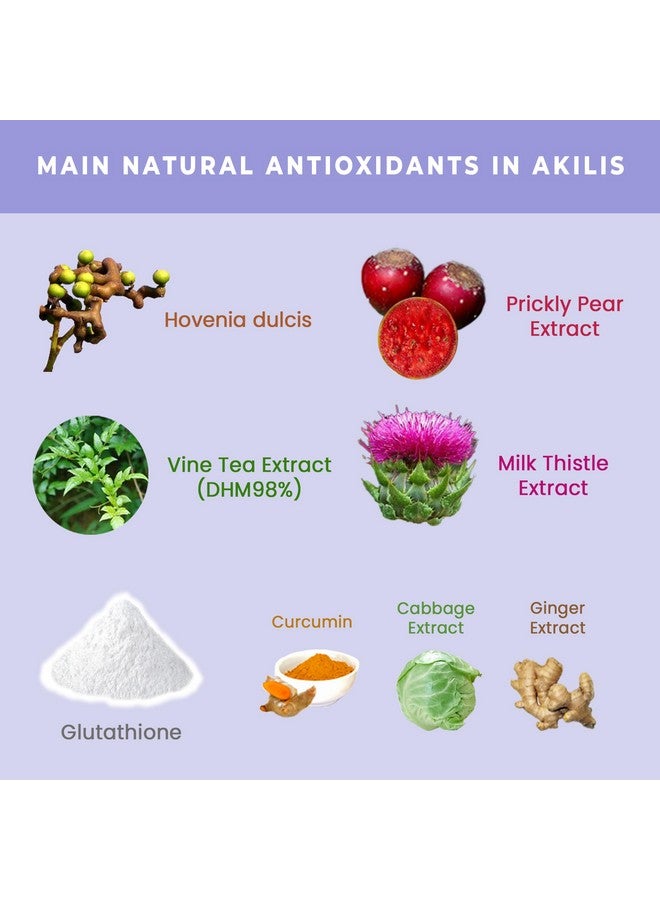 Nutripia Akilis Antioxidant Liver Support Pills 100 Vegi Caps (33 Doses), Better Mornings After Drinking, Hovenia dulcis, Vine Tea (Dihydromyricetin), Milk Thistle, Prickly Pear, Glutathione, 16 Ingredients - Image 3