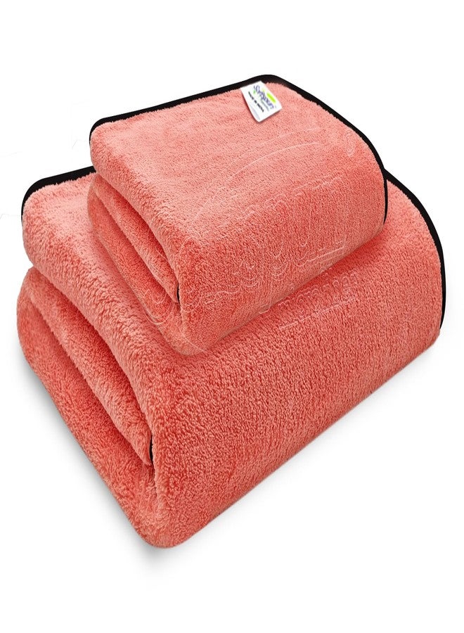 SOFTSPUN Microfiber Wipes Large Baby Towel 2pc Peach Colour! Ultra Absorbent Super Soft & Comfortable Quick Drying for Men & Women Daily Use Extra Large Size Unisex.… - Image 1