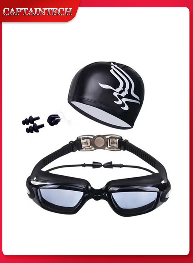 Captaintech Swim Goggles Set with Cap u0026 Earplugs – Trio Pack for Comfortable Swimming (14x5x4cm) ﻿ - Image 1