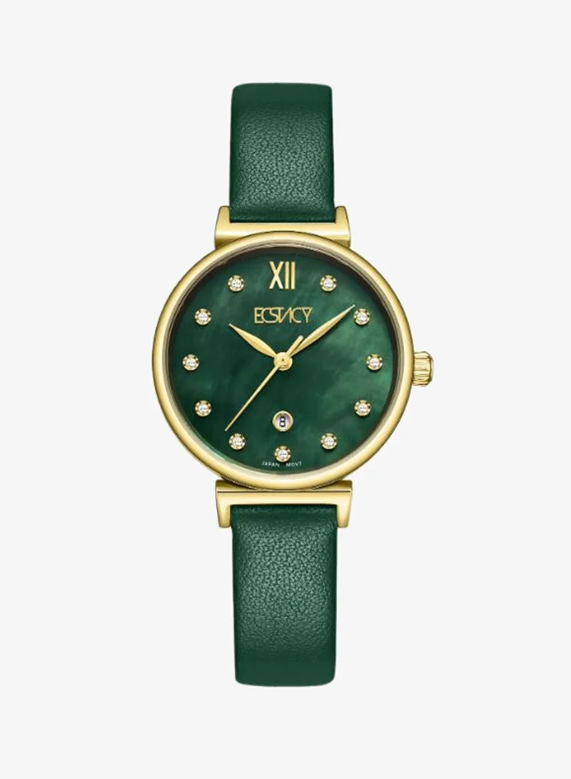 إكستاسي Women's Leather Analog Watch E25507-GLGMG - 30mm mm