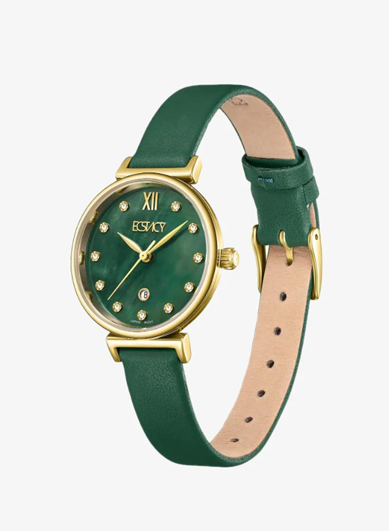 إكستاسي Women's Leather Analog Watch E25507-GLGMG - 30mm mm