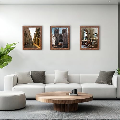 kennethan 11x14 Picture Frame Rotten Brown 2 Pcs Wooden Frame can Display 8x10 Picture with Mat or 11x14 Without Mat on the Wall For home decoration,holiday gift - Image 3