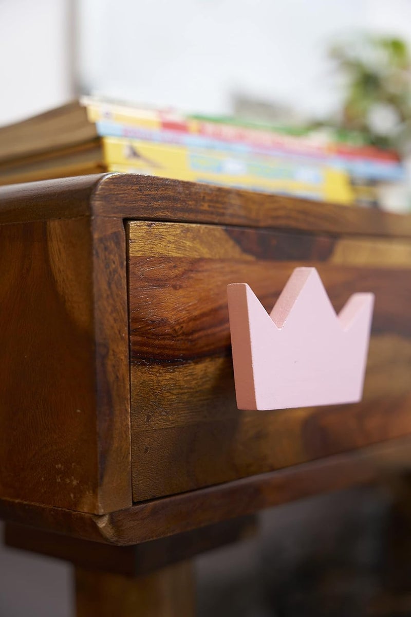 FLY FROG Crown-Themed MDF Wood Knobs for Kids' Rooms, Wardrobes, Doors, and Cabinets – Set of 2 Drawer Handles (Crown-Pink) - Image 4