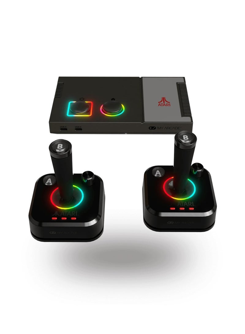 ماي أركيد وحدة تحكم ألعاب الفيديو Atari Game Station Pro مع 2 عصا تحكم لاسلكية، أكثر من 200 لعبة متضمنة، نظام ألعاب فيديو قديم، HDMI RGB LED، مرخصة رسميًا - Image 1