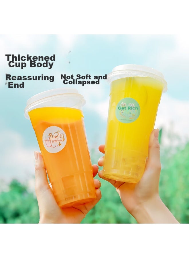 Maryya Meili Ya Disposable Milk Tea Cups 400ml*20 Sets, Coffee Cups With Lids, Thick Plastic Juice And Milk Tea Cups - Image 4
