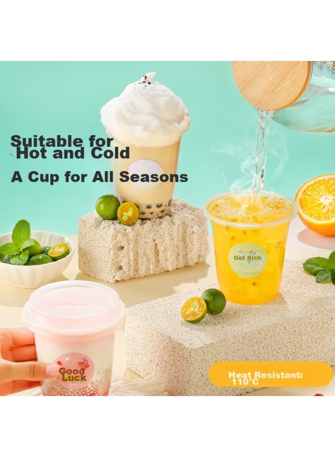 Maryya Meili Ya Disposable Milk Tea Cups 400ml*20 Sets, Coffee Cups With Lids, Thick Plastic Juice And Milk Tea Cups - Image 3