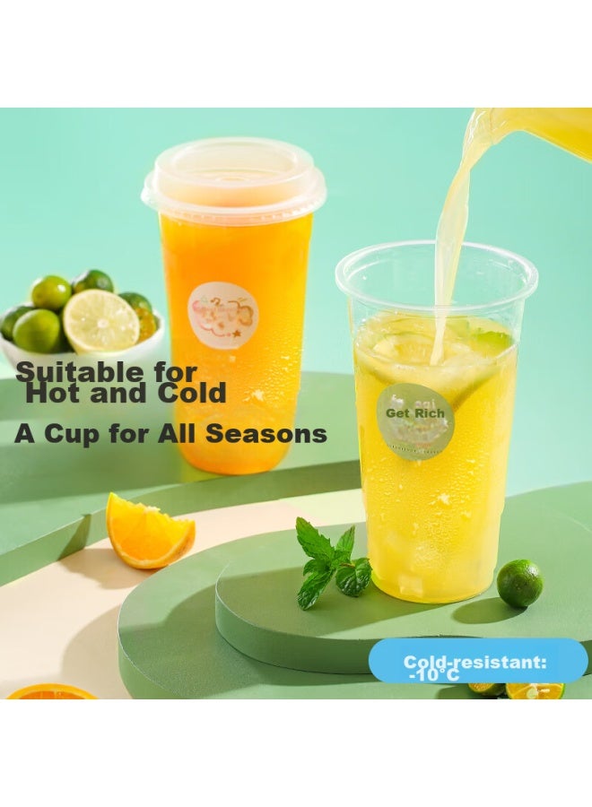 Maryya Meili Ya Disposable Milk Tea Cups 400ml*20 Sets, Coffee Cups With Lids, Thick Plastic Juice And Milk Tea Cups - Image 2