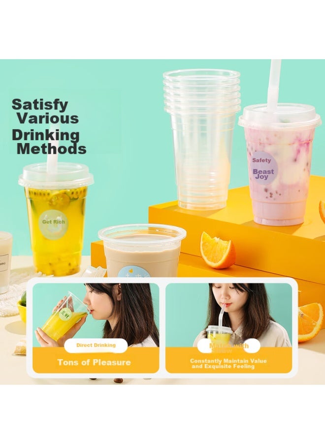 Maryya Meili Ya Disposable Milk Tea Cups 400ml*20 Sets, Coffee Cups With Lids, Thick Plastic Juice And Milk Tea Cups - Image 5