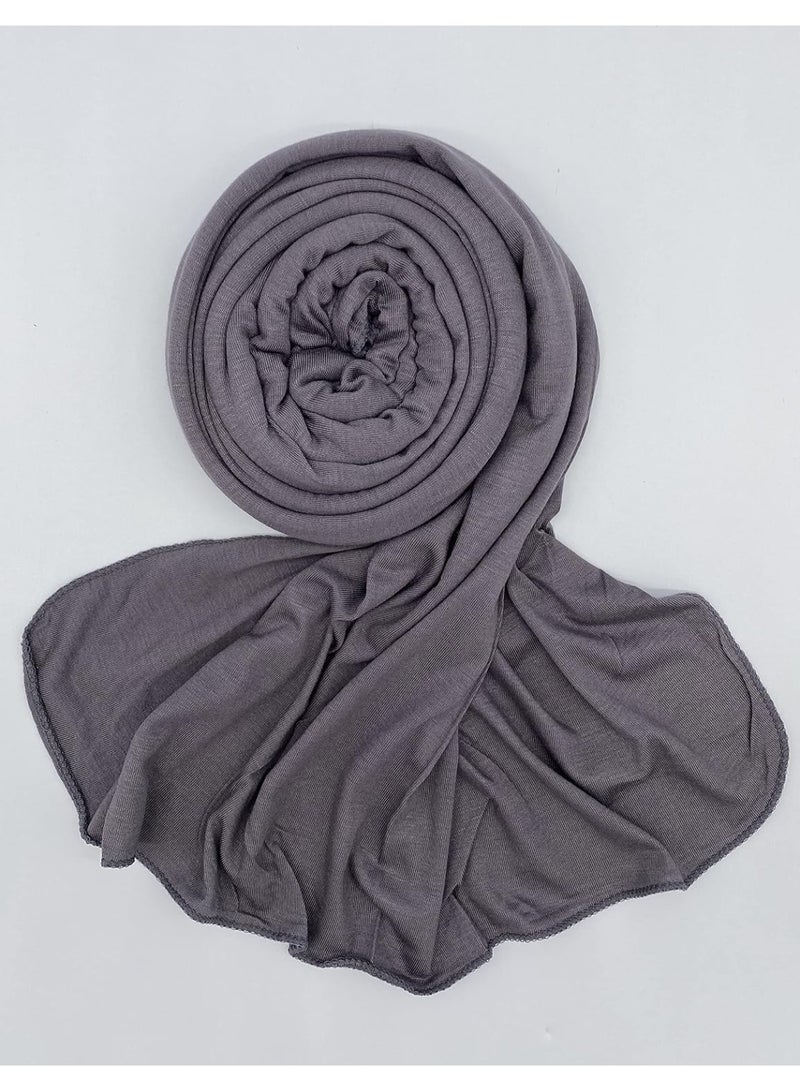 2Pcs Gray Jersey Hijab Scarf, 70x28 Inch Soft Breathable Silky Smooth Muslim Women Head Wrap for Daily Casual Wear - Image 3