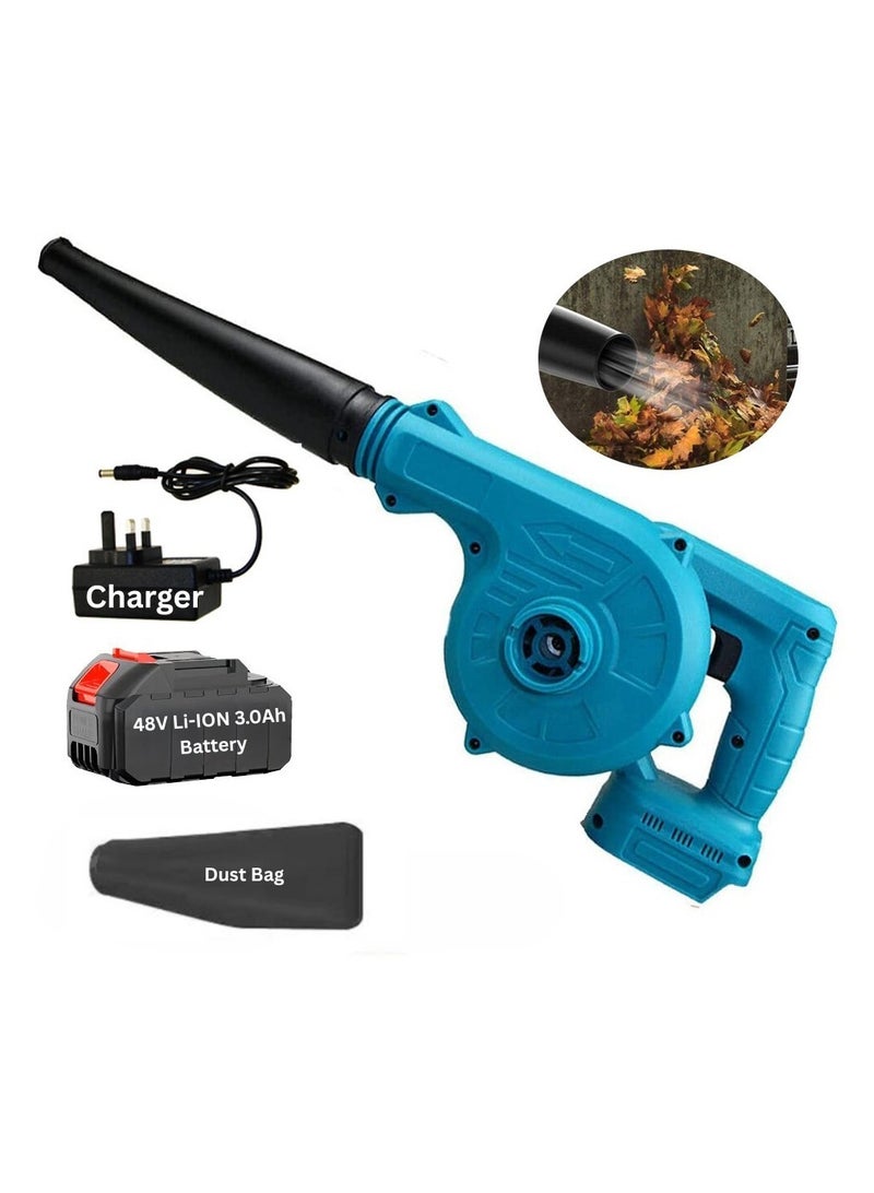 Gardening Cordless Lithium Blower with 48V 3.0Ah Battery, Charger & Dust Bag, Multi-Purpose High-Power Electric Blower for Leaves, Dust, Cars, Workshops, and Outdoor Cleaning - Image 1