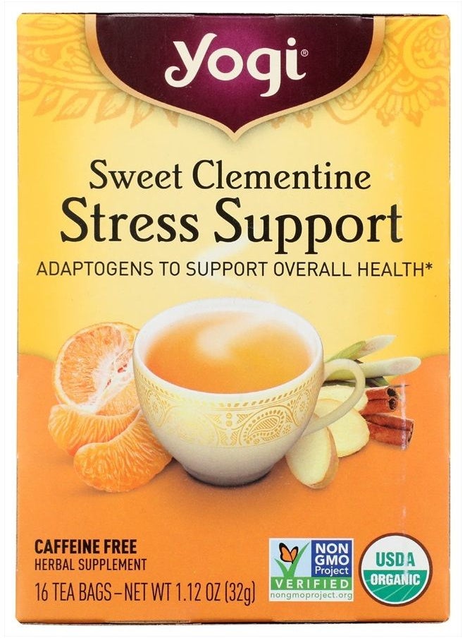 Yogi Tea Organic Sweet Clementine Stress Support Supplement, 16 Count  - Image 1