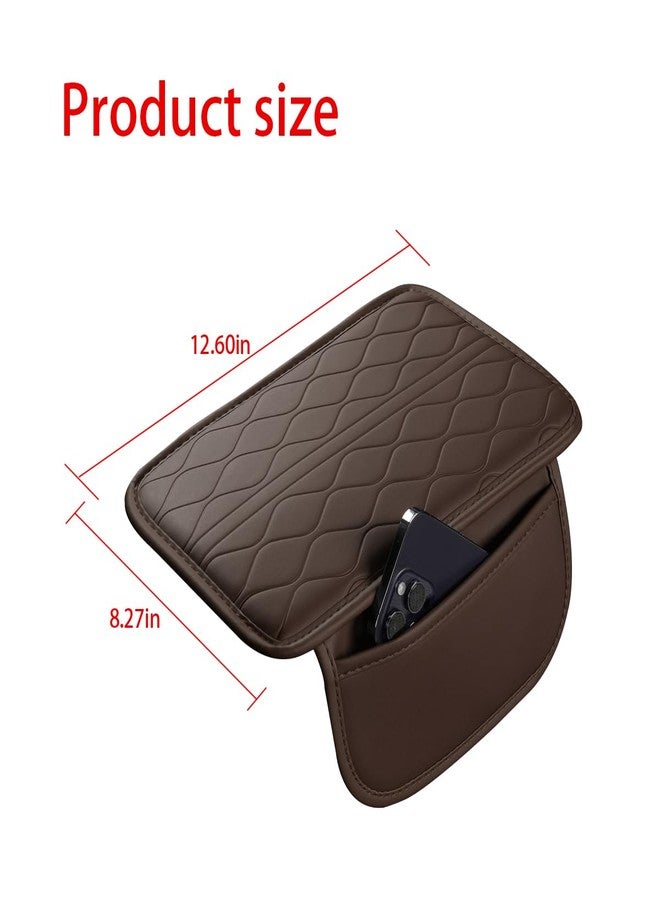 Sandfren Car Center Console Cover, Leather Vehicle Armrest Seat Box Pad Cushion with 2 Storage Bags, Automotive Interior Arm Rest Protector Accessories, Universal for SUV, Sedan, Truck (Coffee) - Image 2