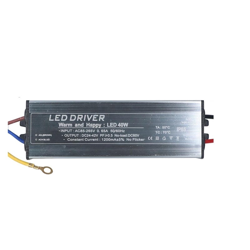 Waterproof Drive Power Supply 5W 120mA 10W 300mA 20W 600mA 30W 900mA 40W 1200mA 50W 1500mA Spotlight Lighting Transformer(40W 1200mA) - Image 1
