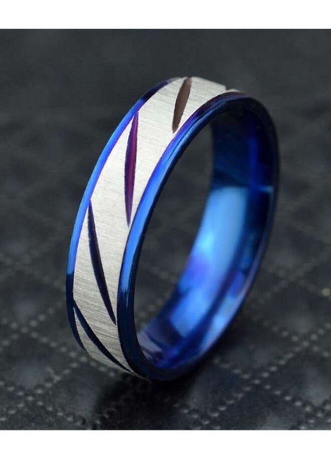5esha - Unisex Stainless Steel Striped Design Ring - Image 1