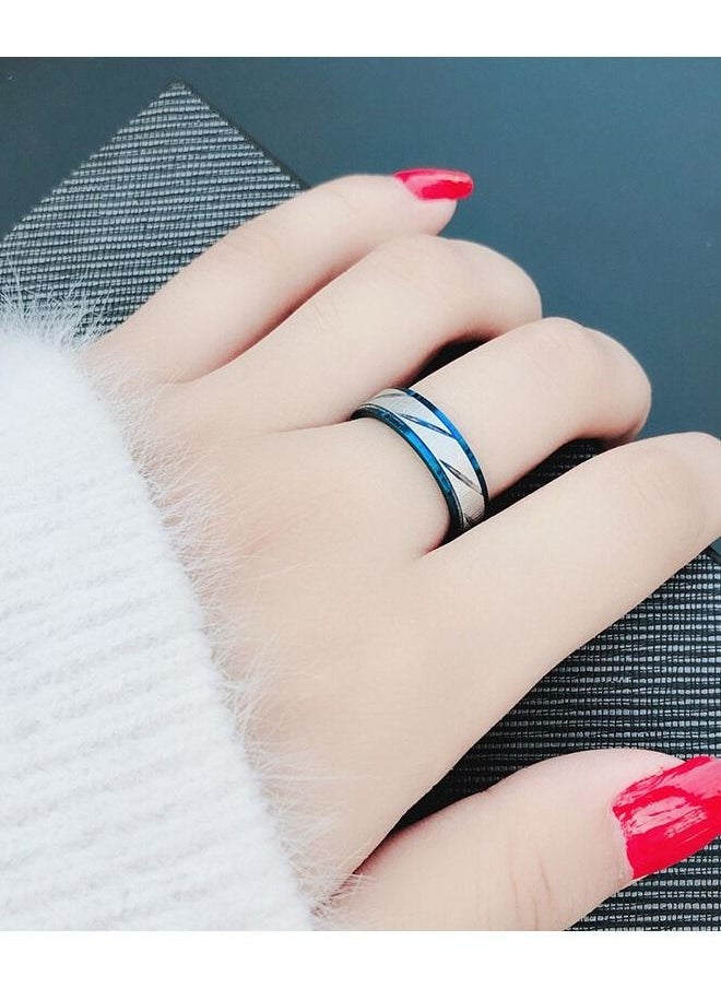 5esha - Unisex Stainless Steel Striped Design Ring - Image 1